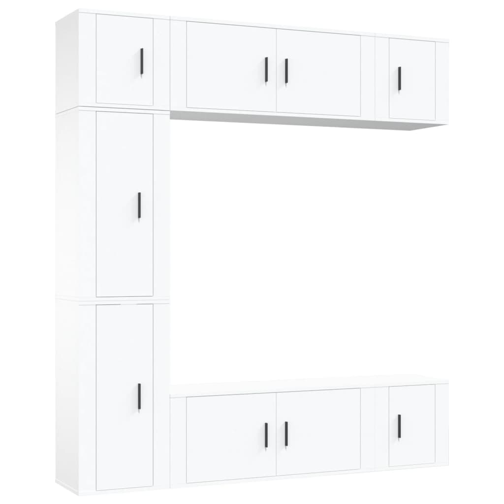 Set di Mobili Porta TV 7 pz Bianco in Legno Multistrato