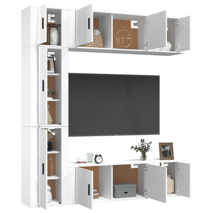 Set di Mobili Porta TV 7 pz Bianco in Legno Multistrato