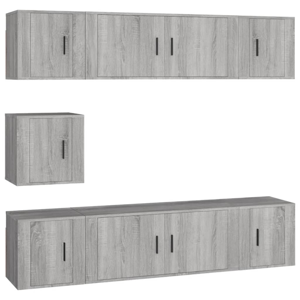 Set di Mobili Porta TV 7 pz Grigio Sonoma in Legno Multistrato | homemem39