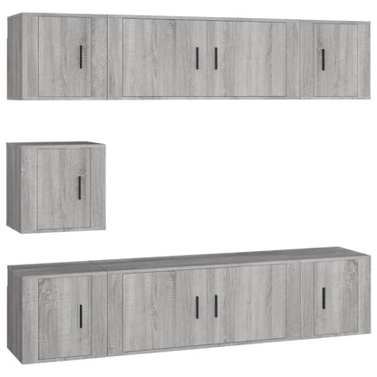 Set di Mobili Porta TV 7 pz Grigio Sonoma in Legno Multistrato | homemem39