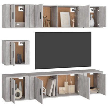 Set di Mobili Porta TV 7 pz Grigio Sonoma in Legno Multistrato | homemem39