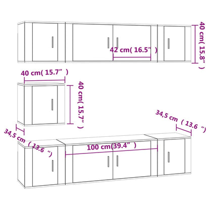 Set di Mobili Porta TV 7 pz Grigio Sonoma in Legno Multistrato | homemem39