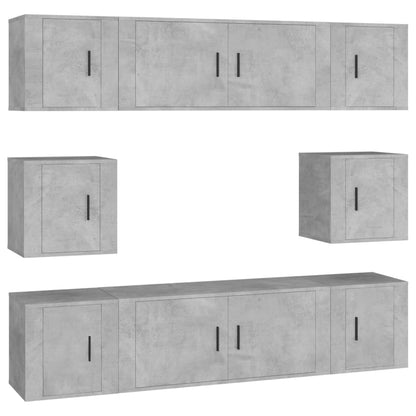 Set Mobili Porta TV 8pz Grigio Cemento in Legno Multistrato