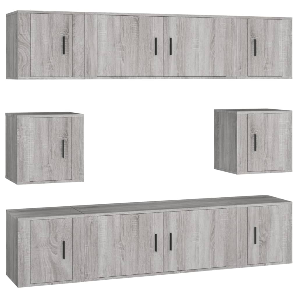 Set Mobili Porta TV 8pz Grigio Sonoma in Legno Multistrato | homemem39