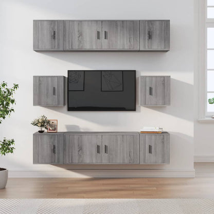Set Mobili Porta TV 8pz Grigio Sonoma in Legno Multistrato | homemem39