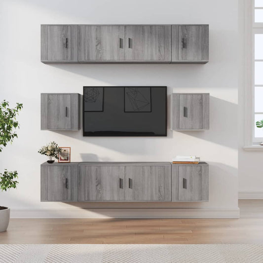 Set Mobili Porta TV 8pz Grigio Sonoma in Legno Multistrato | homemem39