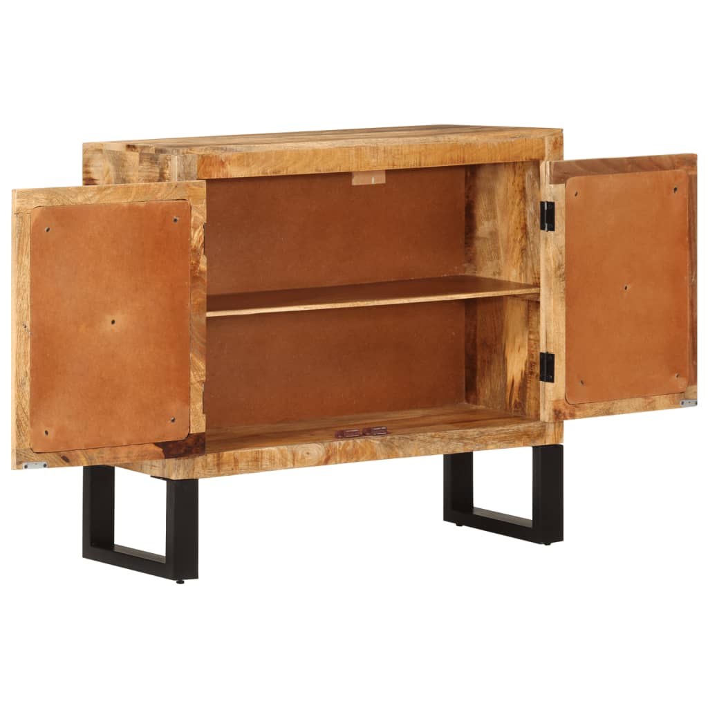 Credenza 80x30x71 cm in Legno Grezzo Massello Mango e Metallo - homemem39