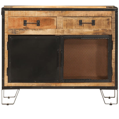 Credenza 80x31x66 cm in Legno Grezzo Massello Mango e Metallo - homemem39