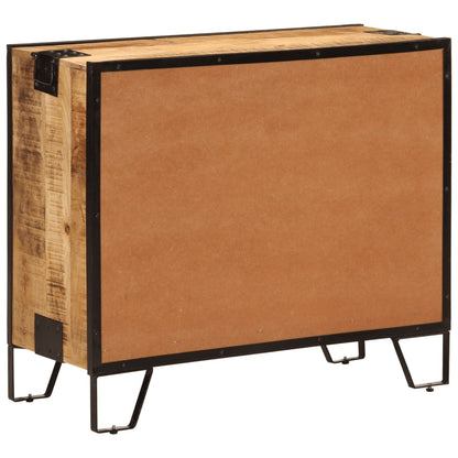Credenza 80x31x66 cm in Legno Grezzo Massello Mango e Metallo - homemem39