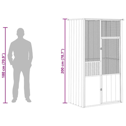 Gabbia per Uccelli Antracite 115x78x200 cm in Acciaio Zincato | homemem39