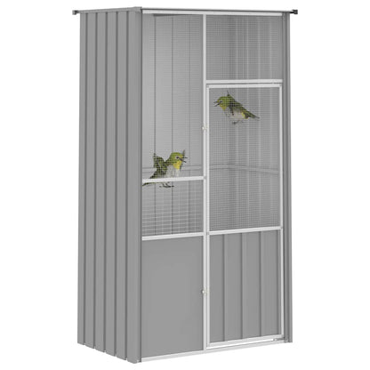 Gabbia per Uccelli Grigia 115x78x200 cm in Acciaio Zincato | homemem39