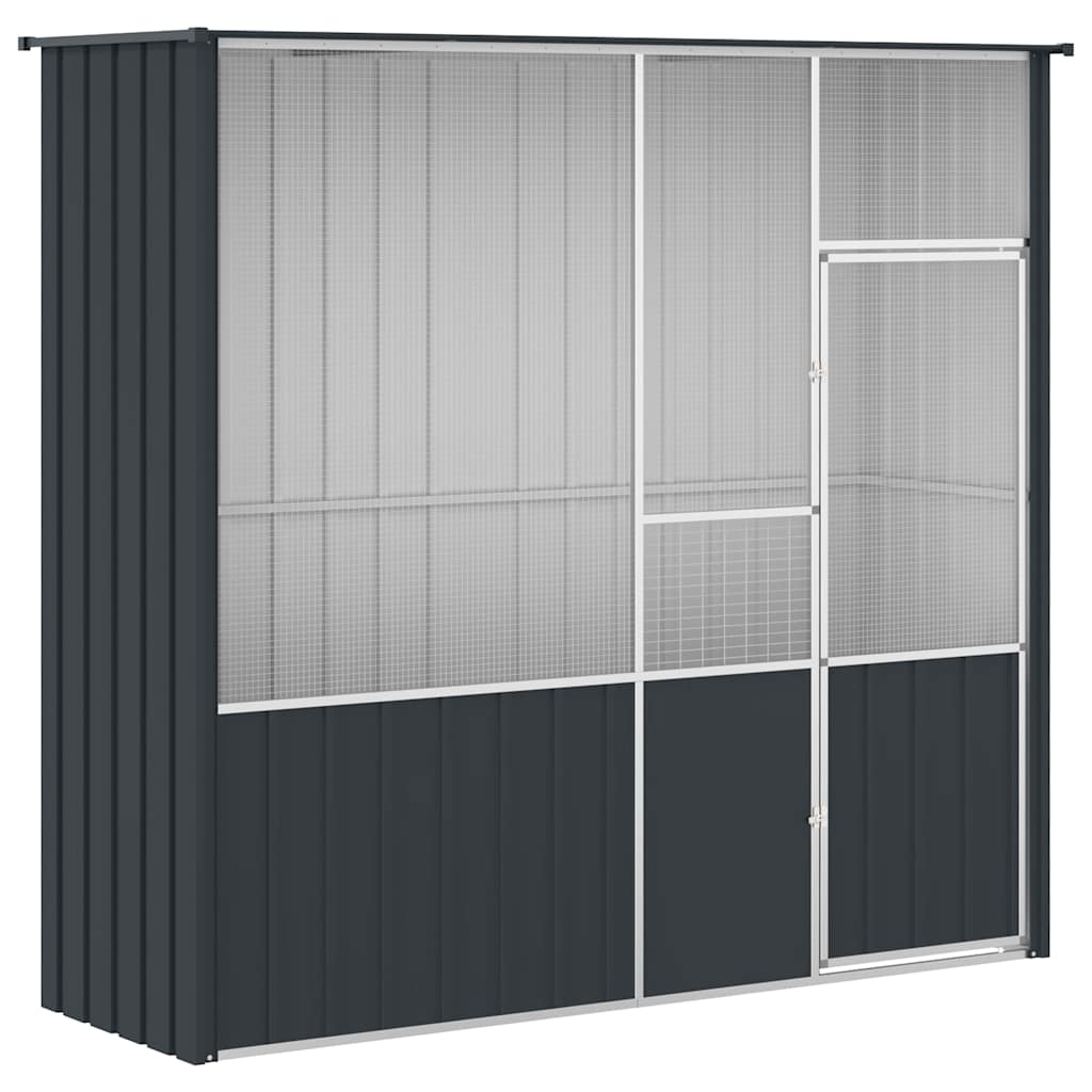 Gabbia per Uccelli Antracite 215x78x200 cm in Acciaio Zincato | homemem39