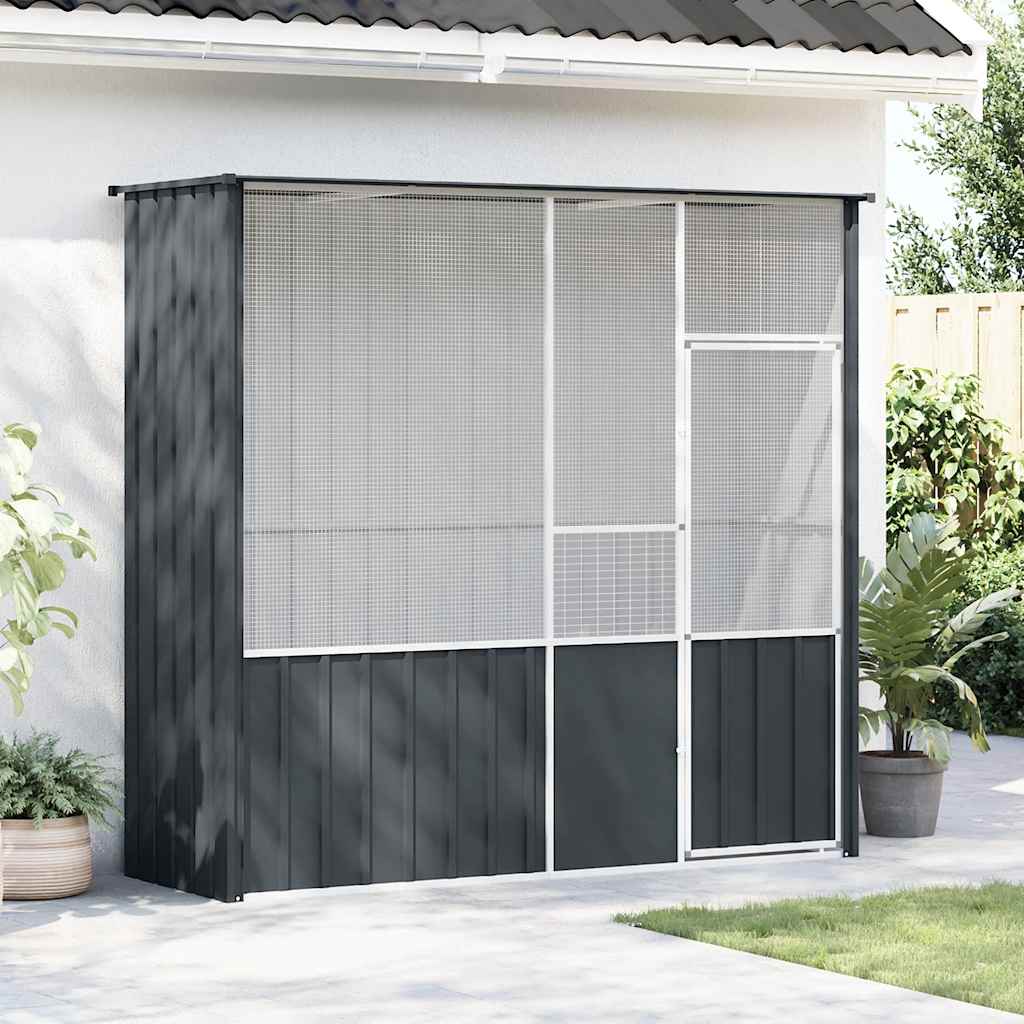 Gabbia per Uccelli Antracite 215x78x200 cm in Acciaio Zincato | homemem39