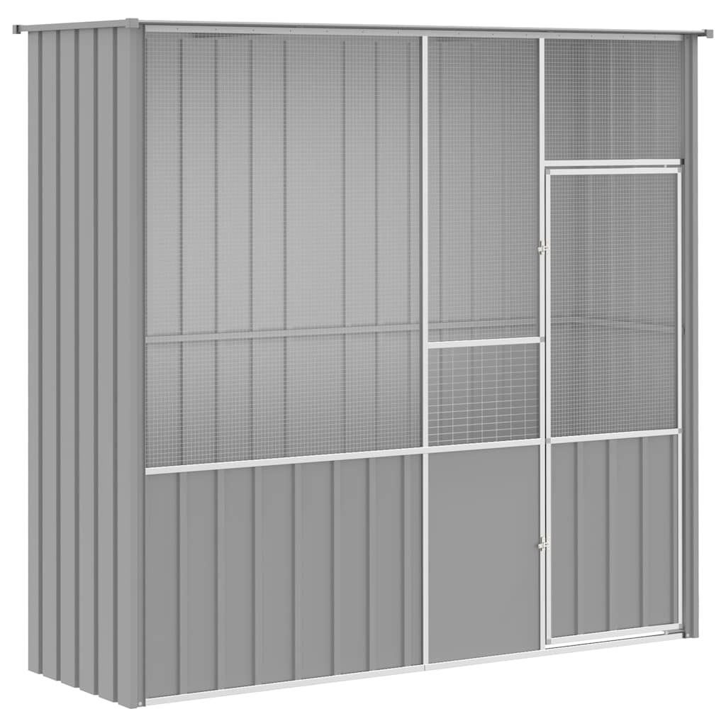 Gabbia per Uccelli Grigia 215x78x200 cm in Acciaio Zincato | homemem39