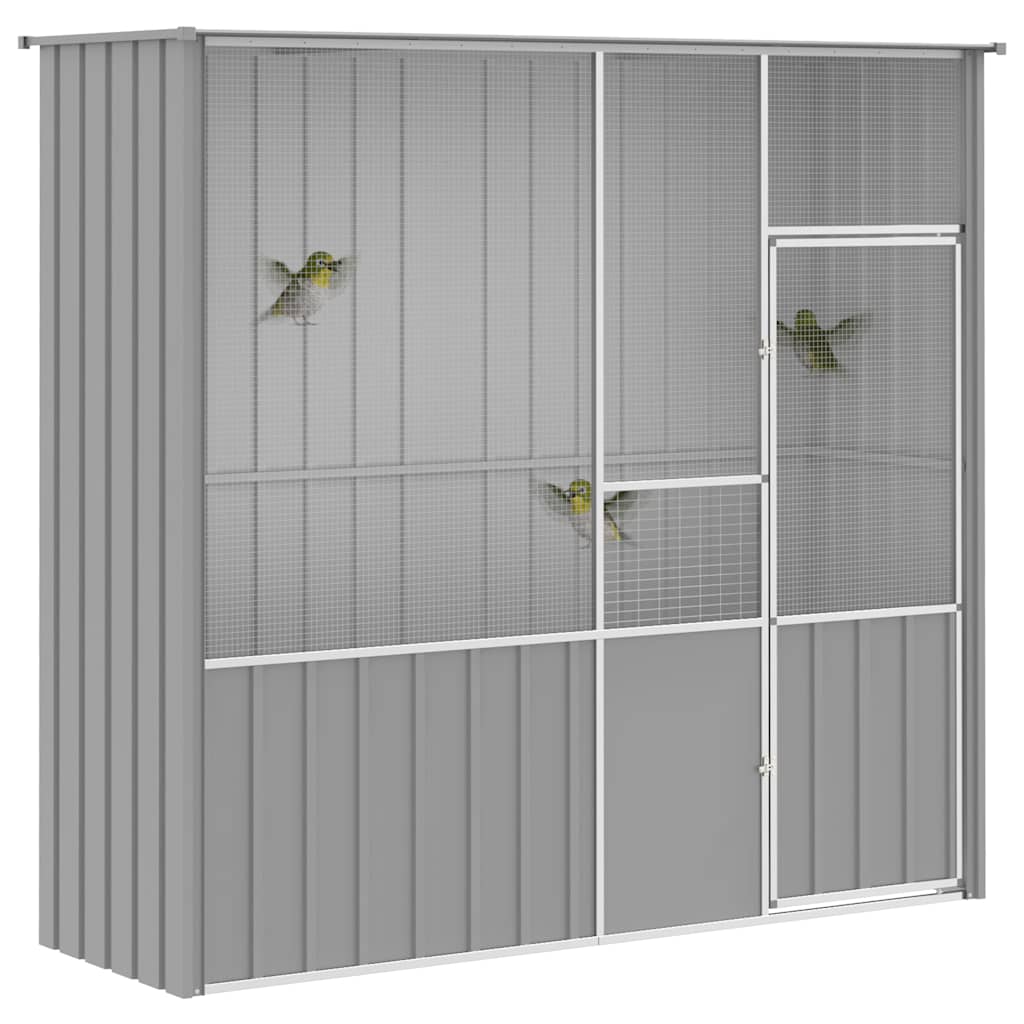 Gabbia per Uccelli Grigia 215x78x200 cm in Acciaio Zincato | homemem39