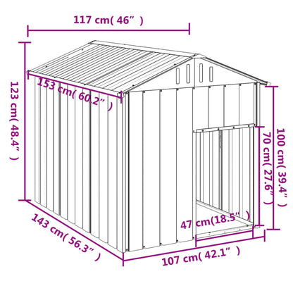 Casetta Cani con Tetto Antracite 117x153x123 cm Acciaio Zincato