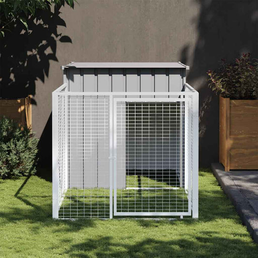 Casetta Cani Corsa Grigio Chiaro 110x201x110 cm Acciaio Zincato - homemem39