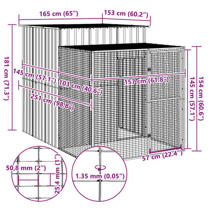 Pollaio con Area Corsa Antracite 165x251x181 cm Acciaio Zincato | homemem39