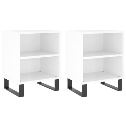 Comodini 2 pz Bianco Lucido 40x30x50 cm in Legno Multistrato - homemem39