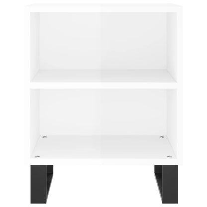 Comodini 2 pz Bianco Lucido 40x30x50 cm in Legno Multistrato - homemem39