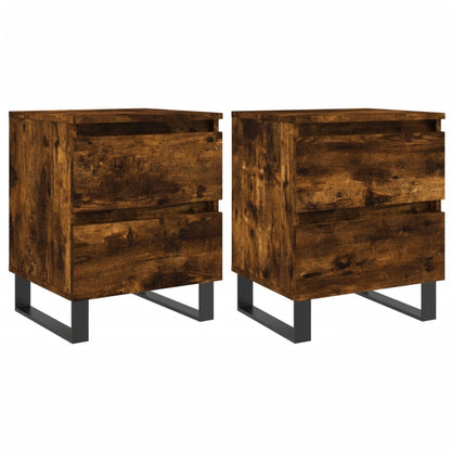 Comodini 2pz Rovere Fumo 40x35x50 cm in Legno Multistrato