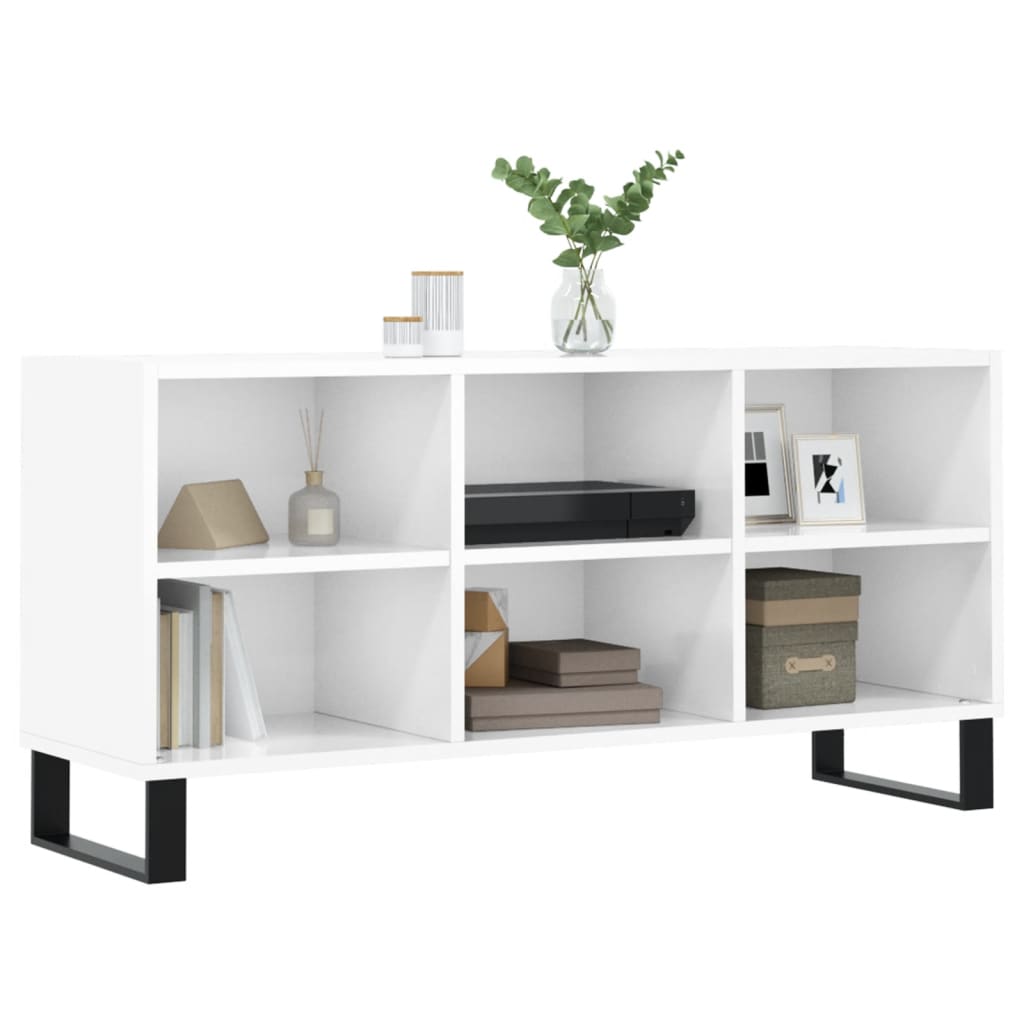 Mobile Porta TV Bianco Lucido 103,5x30x50 cm Legno Multistrato - homemem39