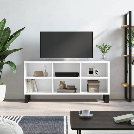 Mobile Porta TV Bianco Lucido 103,5x30x50 cm Legno Multistrato - homemem39
