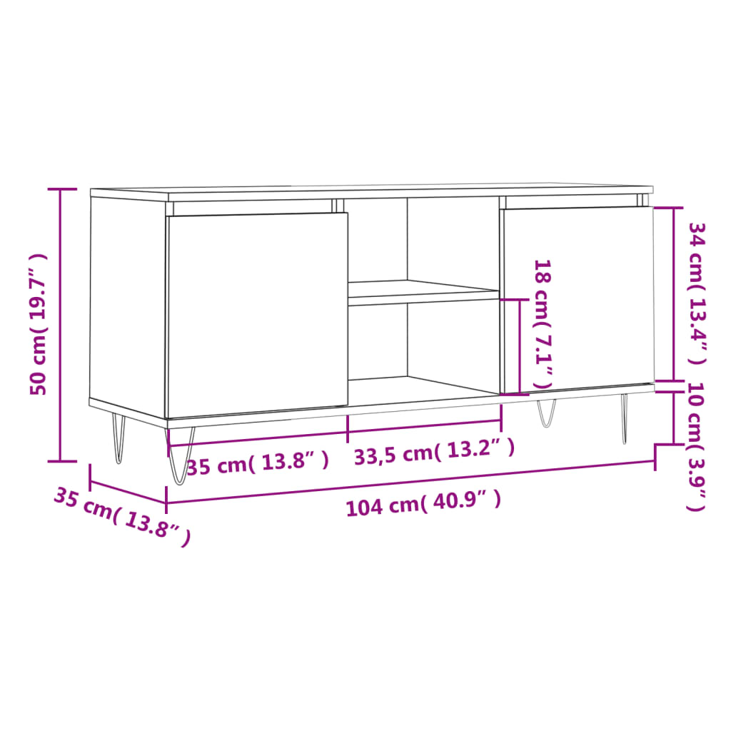 Mobile TV Rovere Marrone 104x35x50 cm in Legno Multistrato