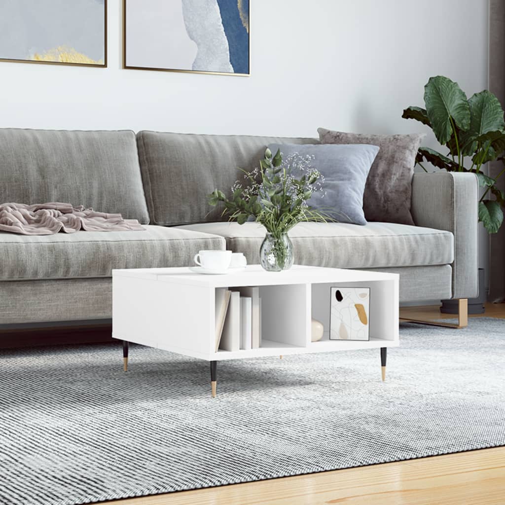Tavolino da Salotto Bianco 60x60x30 cm in Legno Multistrato | homemem39