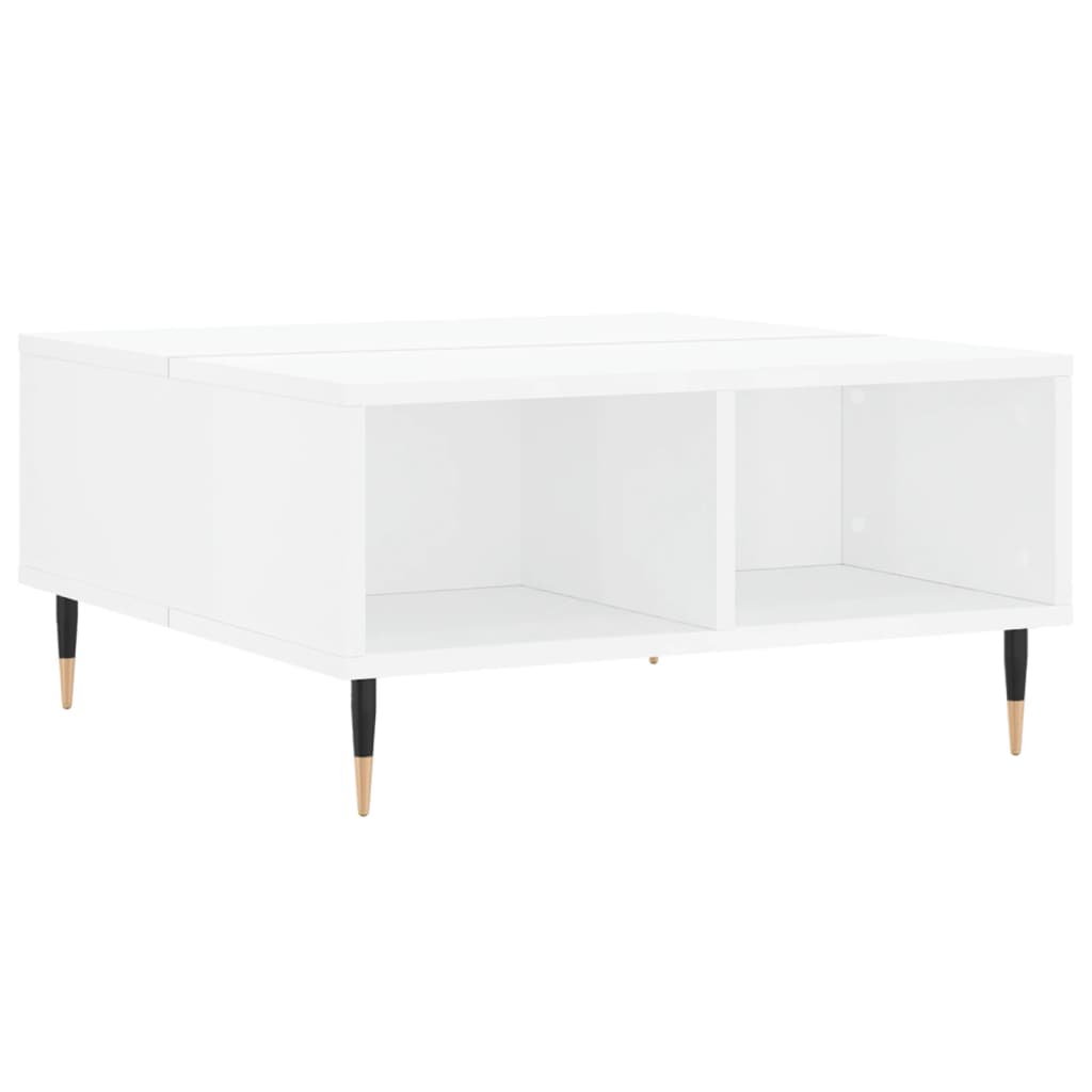 Tavolino da Salotto Bianco Lucido 60x60x30 cm Legno Multistrato | homemem39