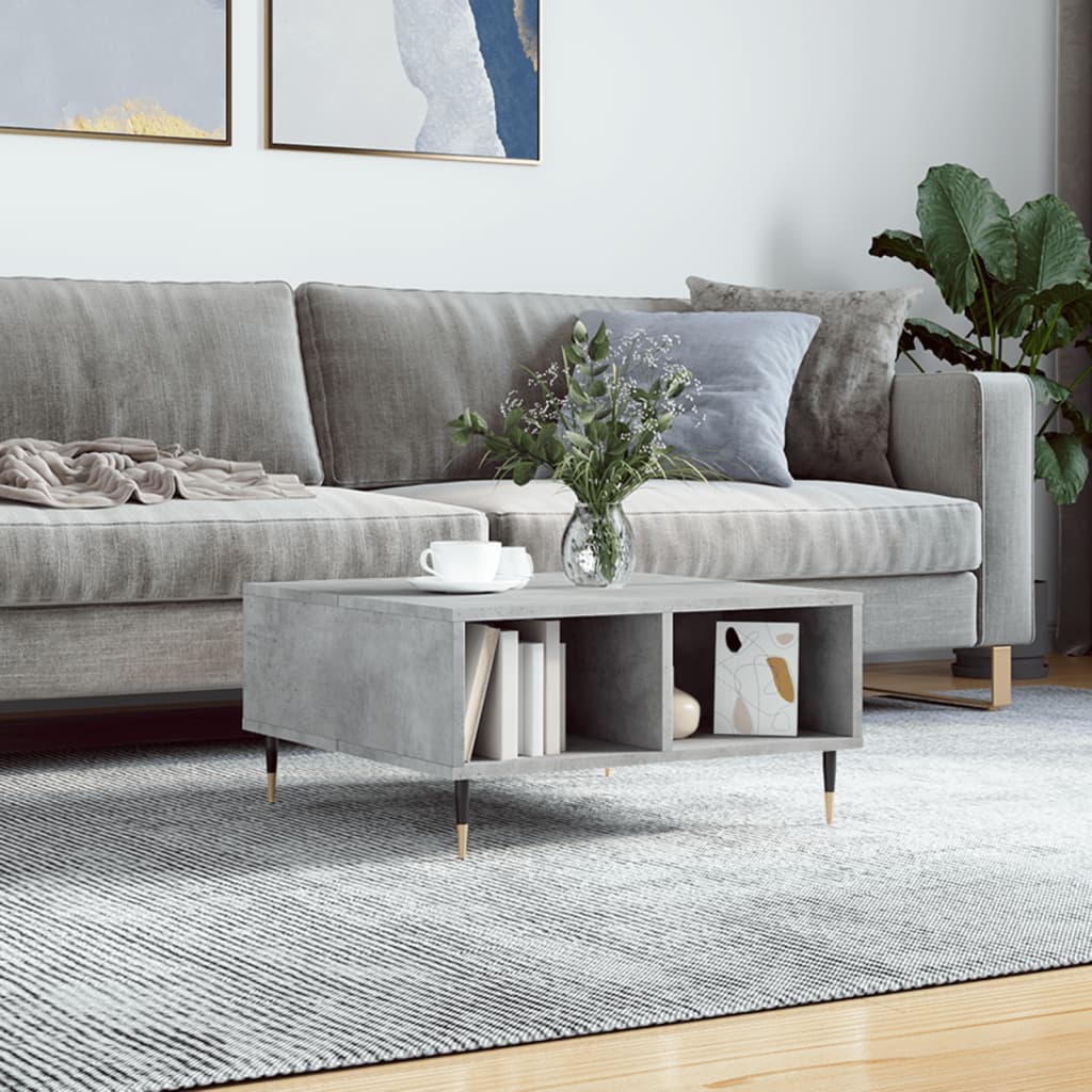 Tavolino da Salotto Grigio Cemento 60x60x30cm Legno Multistrato | homemem39