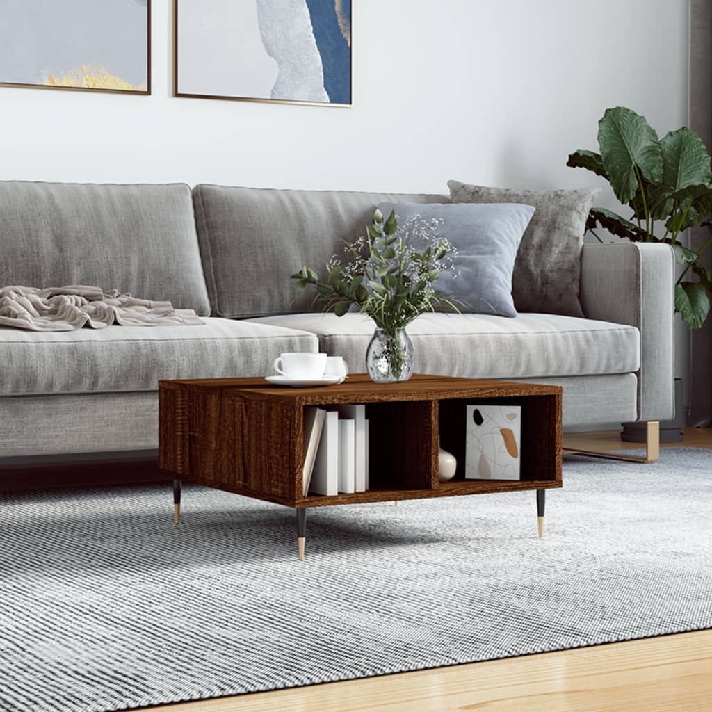 Tavolino da Salotto Rovere Marrone 60x60x30cm Legno Multistrato | homemem39