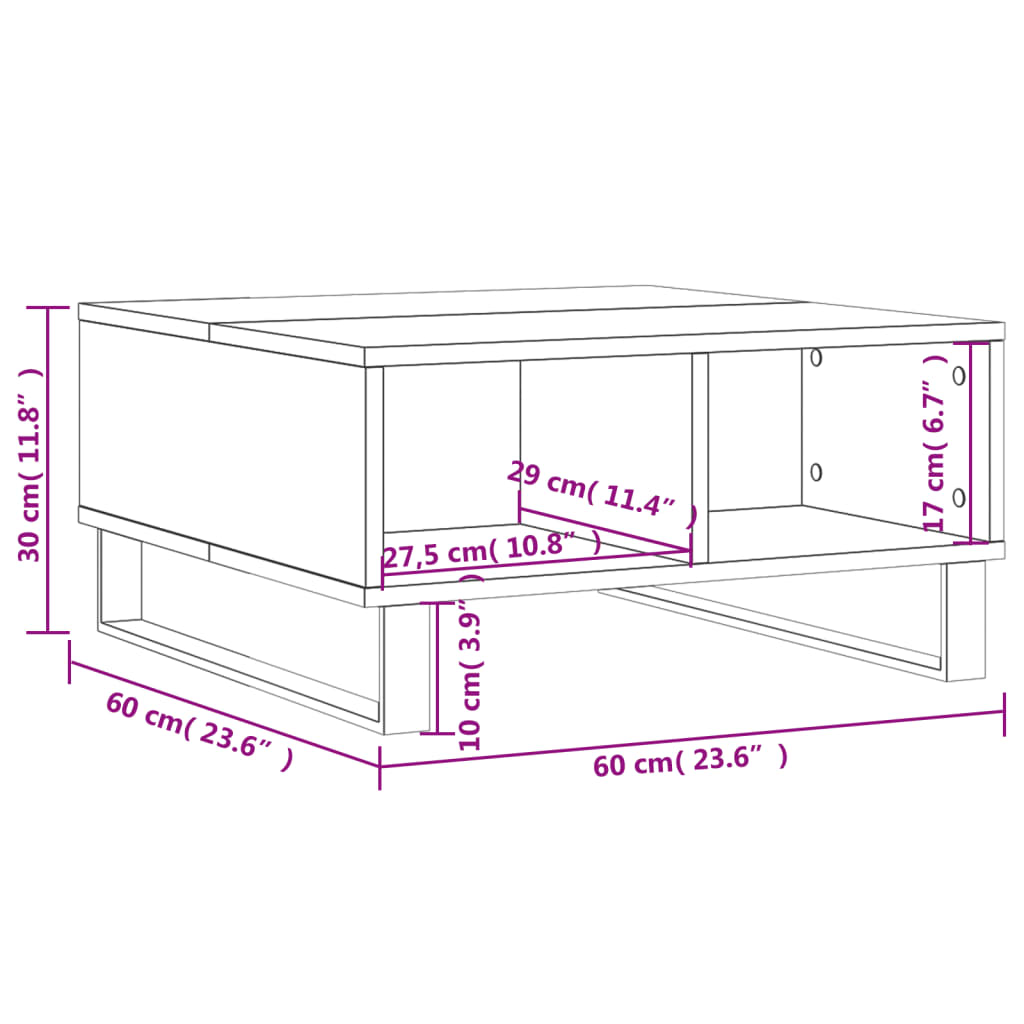 Tavolino da Salotto Grigio Sonoma 60x60x30 cm Legno Multistrato