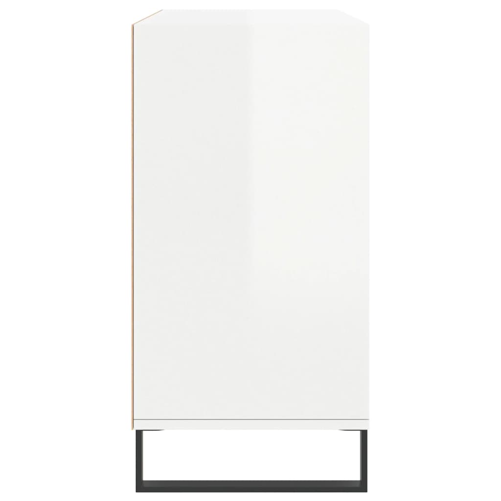 Credenza Bianco Lucido 103,5x35x70 cm in Legno Multistrato