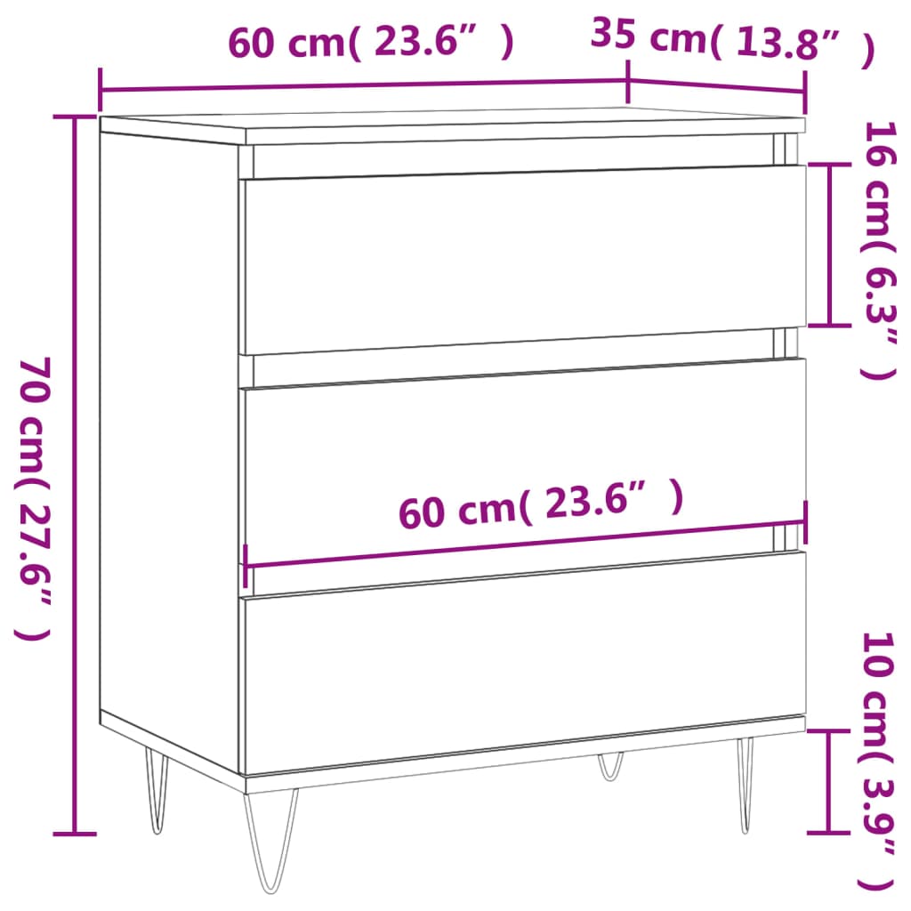 Credenza Rovere Fumo 60x35x70 cm in Legno Multistrato | homemem39