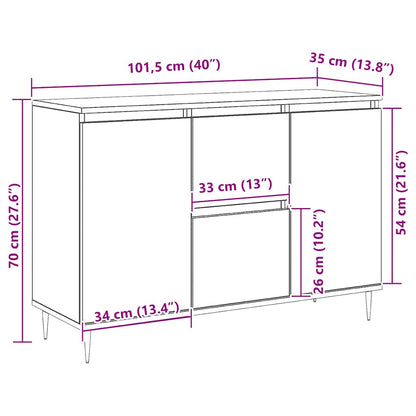 Credenza Bianca 101,5x35x70 cm in Legno Multistrato | homemem39