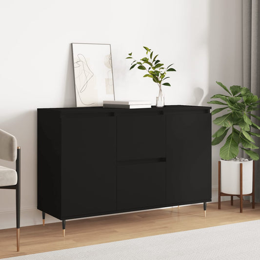 Credenza Nera 101,5x35x70 cm in Legno Multistrato - homemem39
