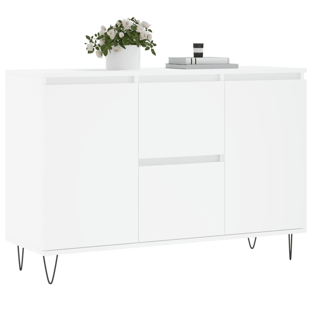 Credenza Bianca 101,5x35x70 cm in Legno Multistrato - homemem39