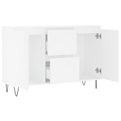 Credenza Bianca 101,5x35x70 cm in Legno Multistrato - homemem39