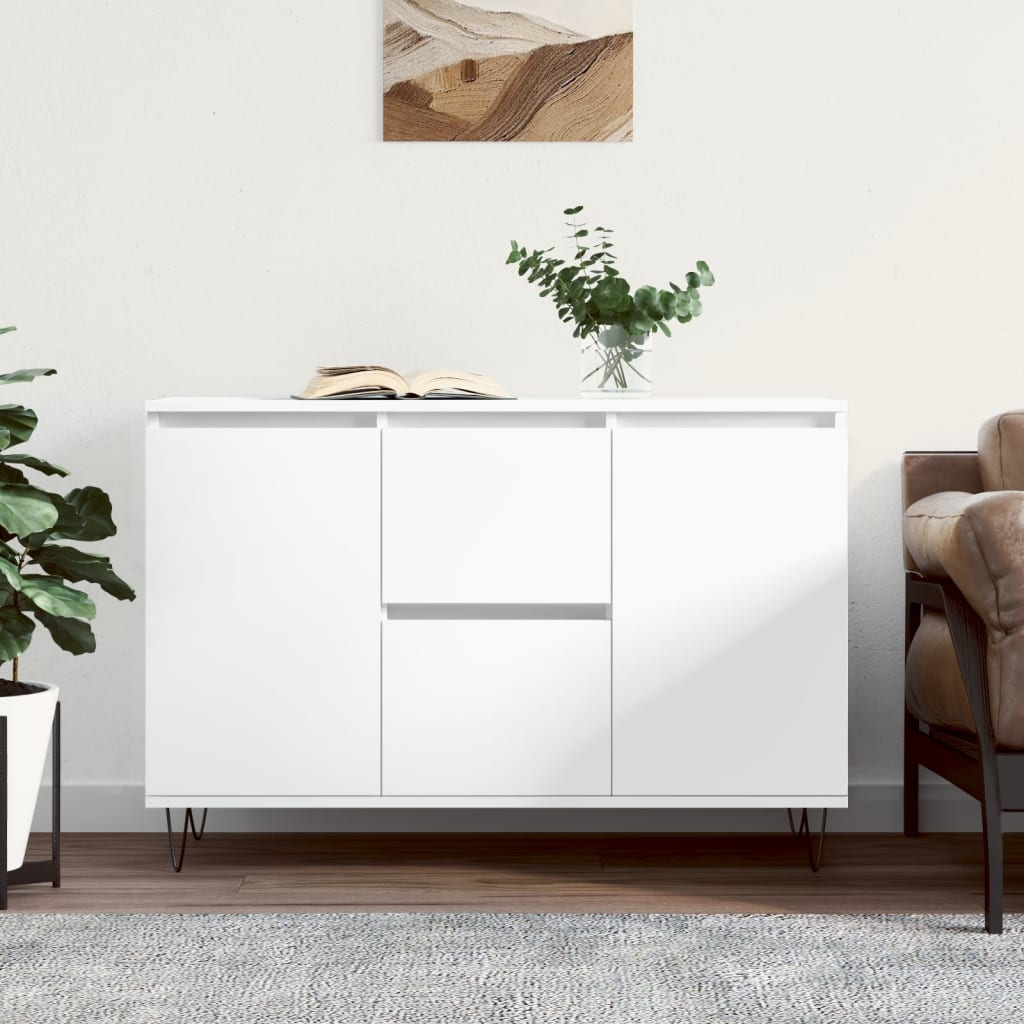 Credenza Bianca 101,5x35x70 cm in Legno Multistrato - homemem39