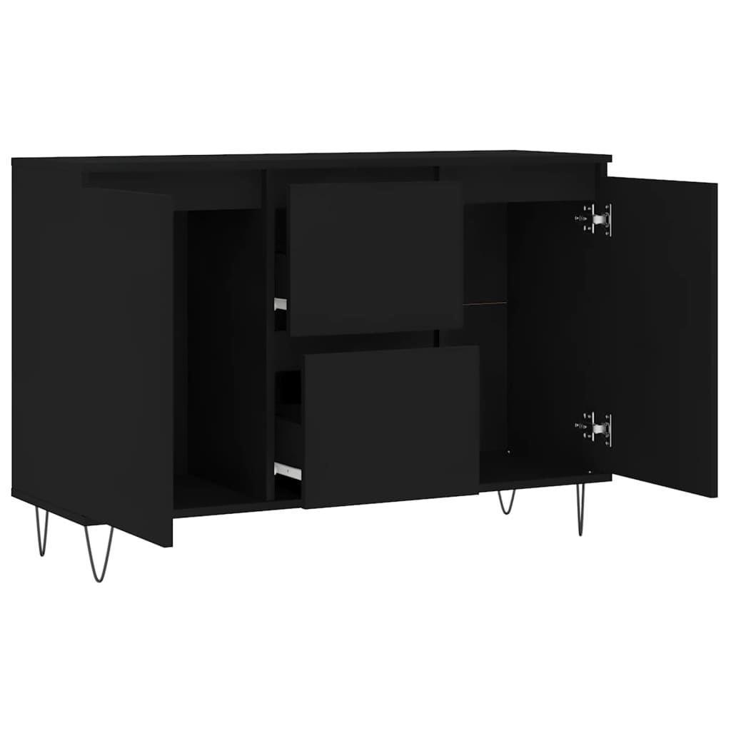 Credenza Nera 101,5x35x70 cm in Legno Multistrato - homemem39
