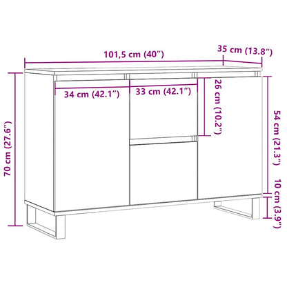 Credenza Grigio Sonoma 101,5x35x70 cm in Legno Multistrato - homemem39