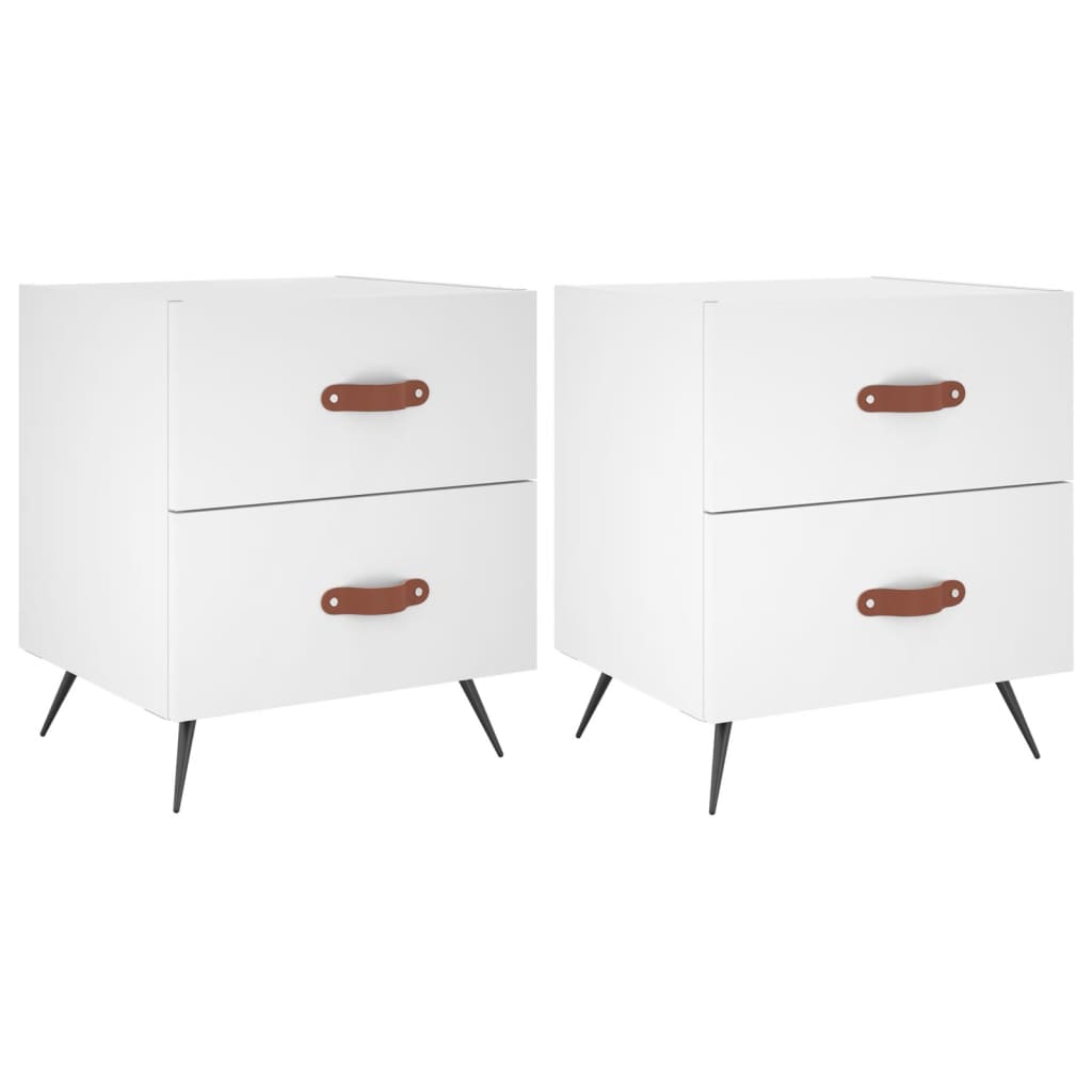 Comodini 2 pz Bianchi 40x35x47,5 cm in Legno Multistrato