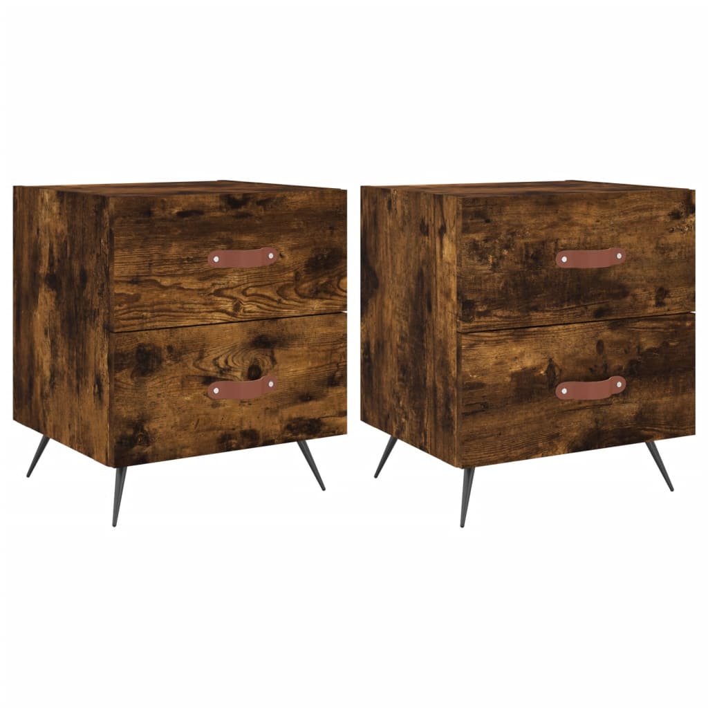 Comodini 2 pz Rovere Fumo 40x35x47,5 cm in Legno Multistrato