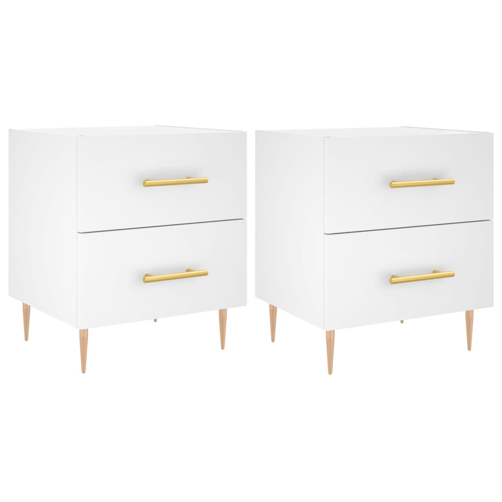 Comodini 2 pz Bianchi 40x35x47,5 cm in Legno Multistrato | homemem39