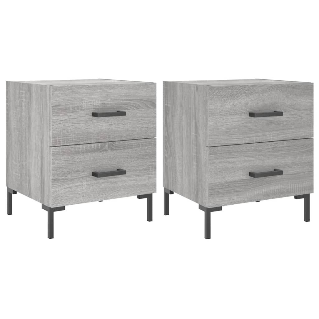 Comodini 2 pz Grigio Sonoma 40x35x47,5 cm in Legno Multistrato