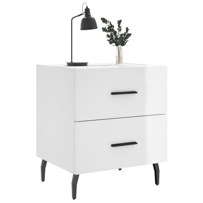 Comodini 2 pz Bianco Lucido 40x35x47,5 cm in Legno Multistrato - homemem39