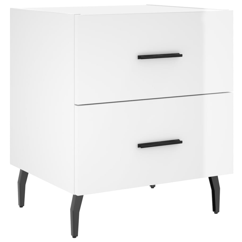 Comodini 2 pz Bianco Lucido 40x35x47,5 cm in Legno Multistrato - homemem39