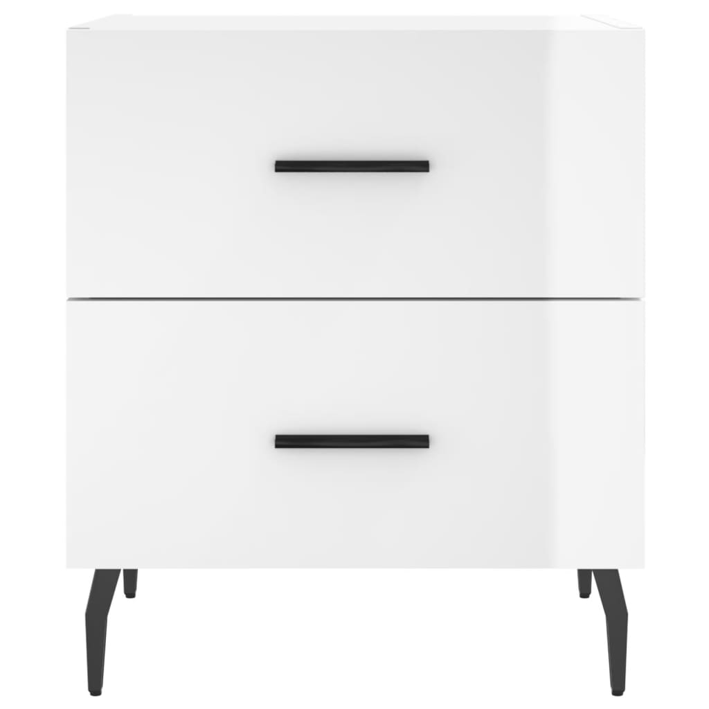 Comodini 2 pz Bianco Lucido 40x35x47,5 cm in Legno Multistrato - homemem39
