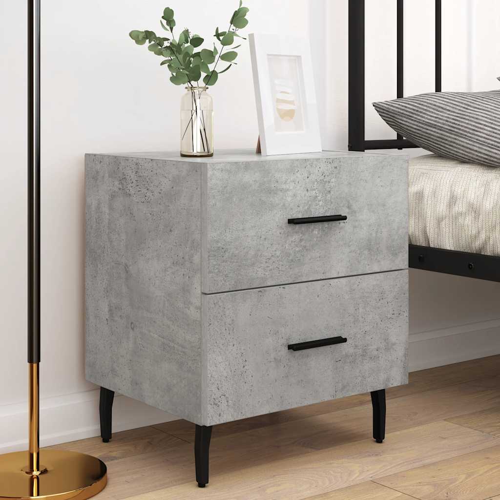 Comodini 2 pz Grigio Cemento 40x35x47,5 cm in Legno Multistrato